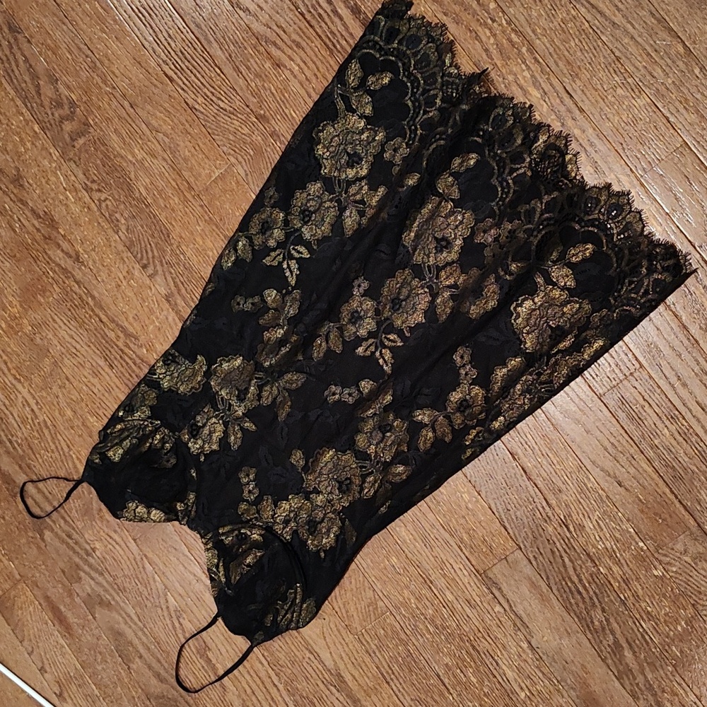 For Love and Lemons Black and Gold Dress S